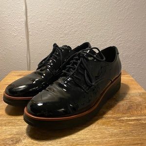 Clarks Patent Leather Platform Oxfords